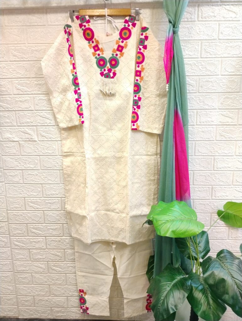 Khadi Chikan Hand Emb