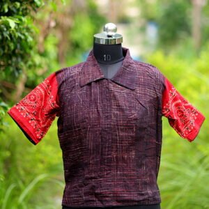 Dhaman Ajrakh Crop Top G/S - maroon