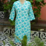 Rapid Block Kurta – Kurti in Firoza, front view | Tilattama