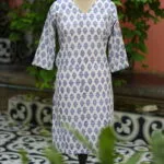 Rapid Block Kurta – Kurti in white, front view | Tilattama