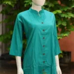 Solid Cotton Linen – Kurti in Firoza, side view | Tilattama