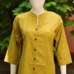 Solid Cotton Linen – Kurti in Neon green | Tilattama