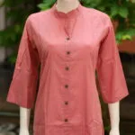 Solid Cotton Linen – Kurti in Peach | Tilattama
