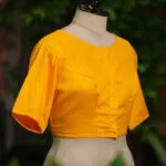 Sattin Cotton G/S N/P – Blouse in Mango yellow, side view | Tilattama