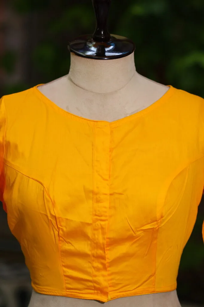 Sattin Cotton G/S N/P – Blouse in Mango yellow | Tilattama