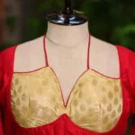 Contrast Katan Halter – Blouse in Red | Tilattama