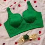 Sabyasachi Cut – Blouse in Green, front view | Tilattama