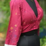 Jamdani Celeb 3/4th – Blouse in Rani, side view | Tilattama