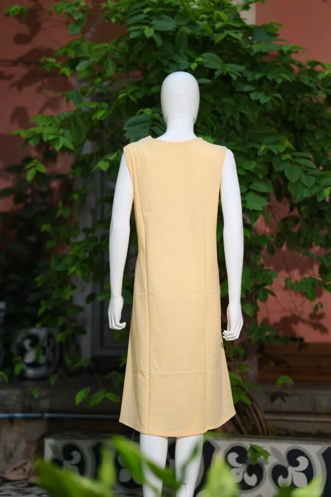 Khadi Blazer One Piece – Kurti in Beige, back view | Tilattama