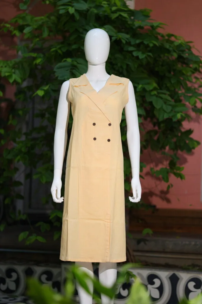 Khadi Blazer One Piece – Kurti in Beige, front view | Tilattama