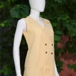 Khadi Blazer One Piece – Kurti in Beige, side view | Tilattama