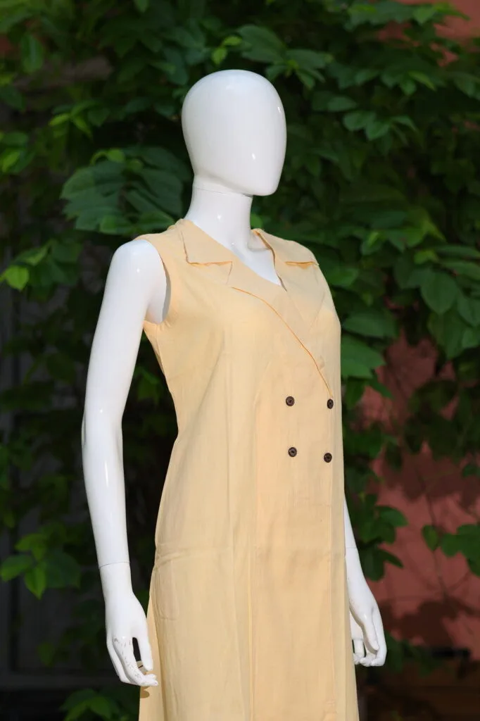 Khadi Blazer One Piece – Kurti in Beige, side view | Tilattama