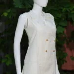 Khadi Blazer One Piece – Kurti in white, side view | Tilattama