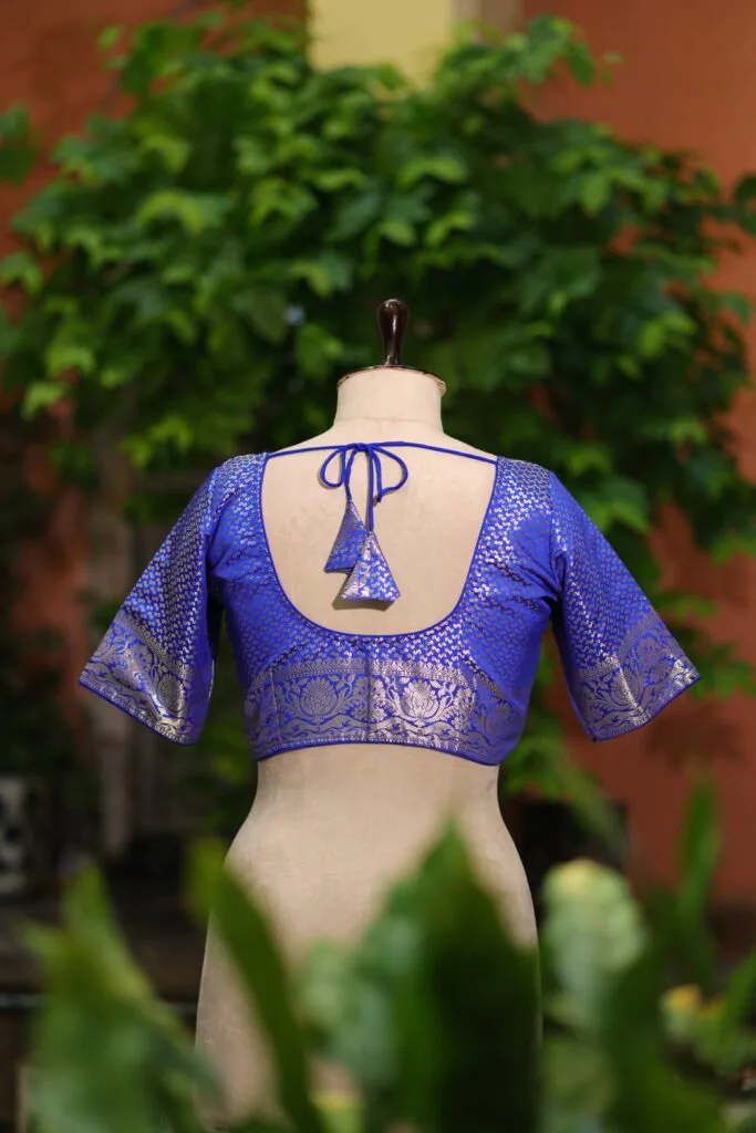 Rupashree N/P – Blouse in Royal Blue, back view | Tilattama