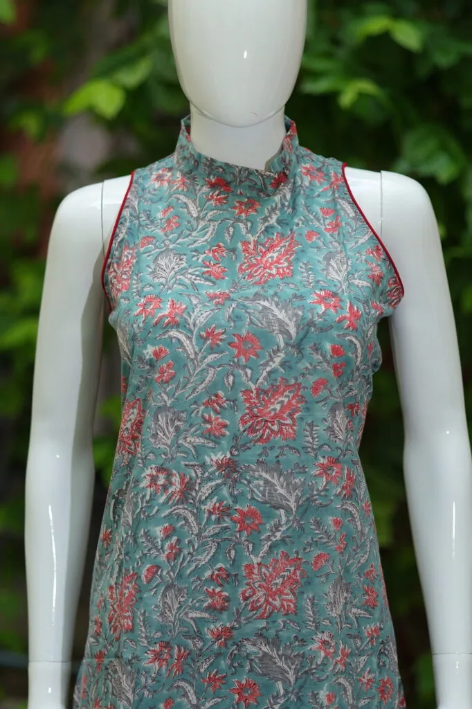 Sanganari Halter Co Ord Set – Kurti in Mint Green | Tilattama