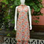 Sanganari Halter Co Ord Set – Kurti in Orange, front view | Tilattama