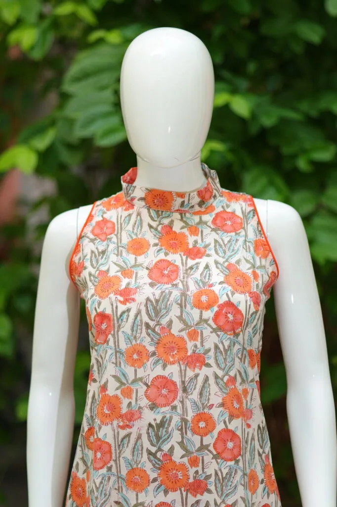 Sanganari Halter Co Ord Set – Kurti in Orange | Tilattama