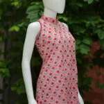 Sanganari Halter Co Ord Set – Kurti in Peach, side view | Tilattama