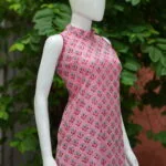 Sanganari Halter Co Ord Set – Kurti in Pink, side view | Tilattama