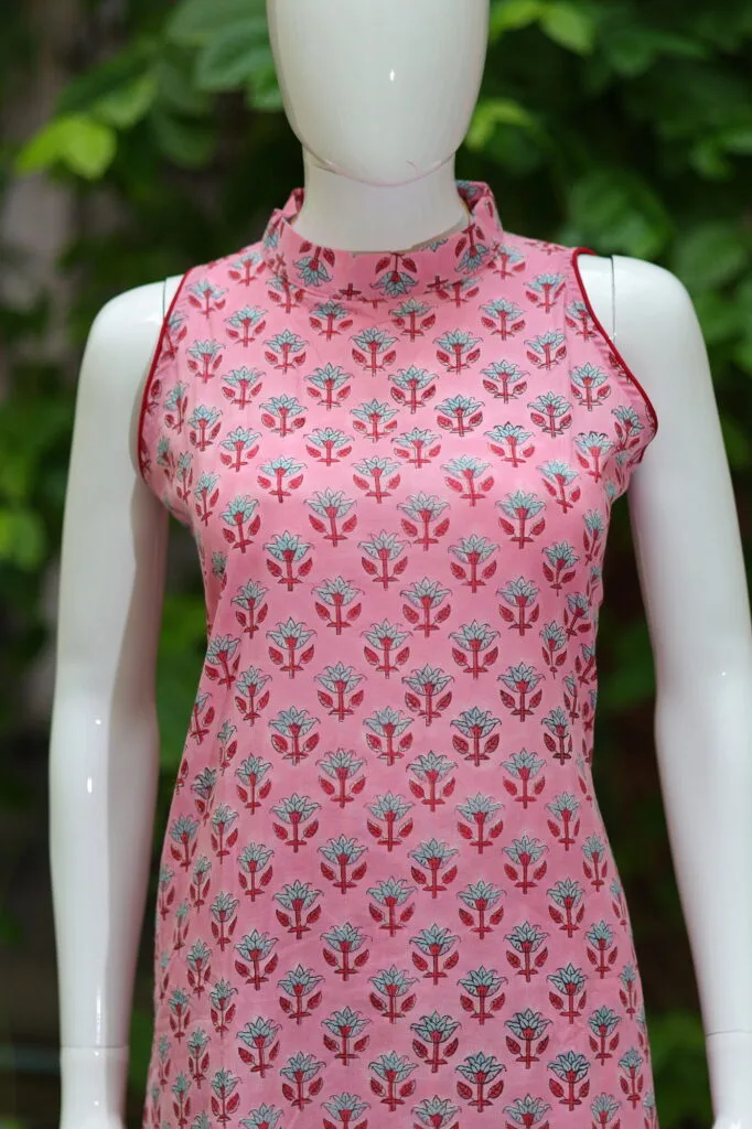 Sanganari Halter Co Ord Set – Kurti in Pink | Tilattama