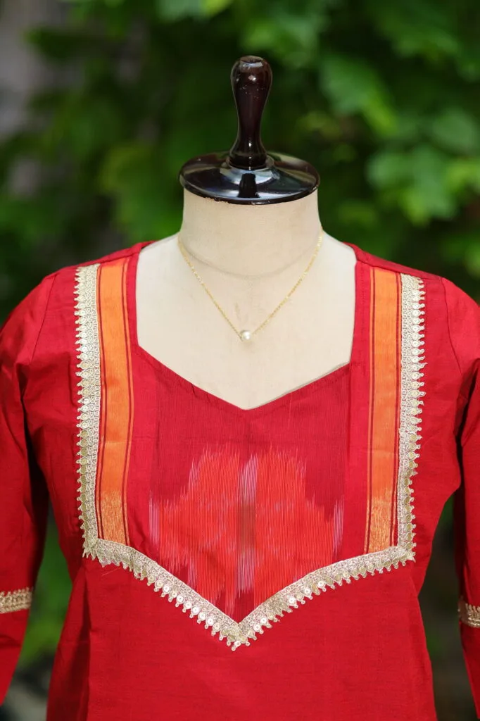 Pochampally One Piece – Kurti in Red | Tilattama