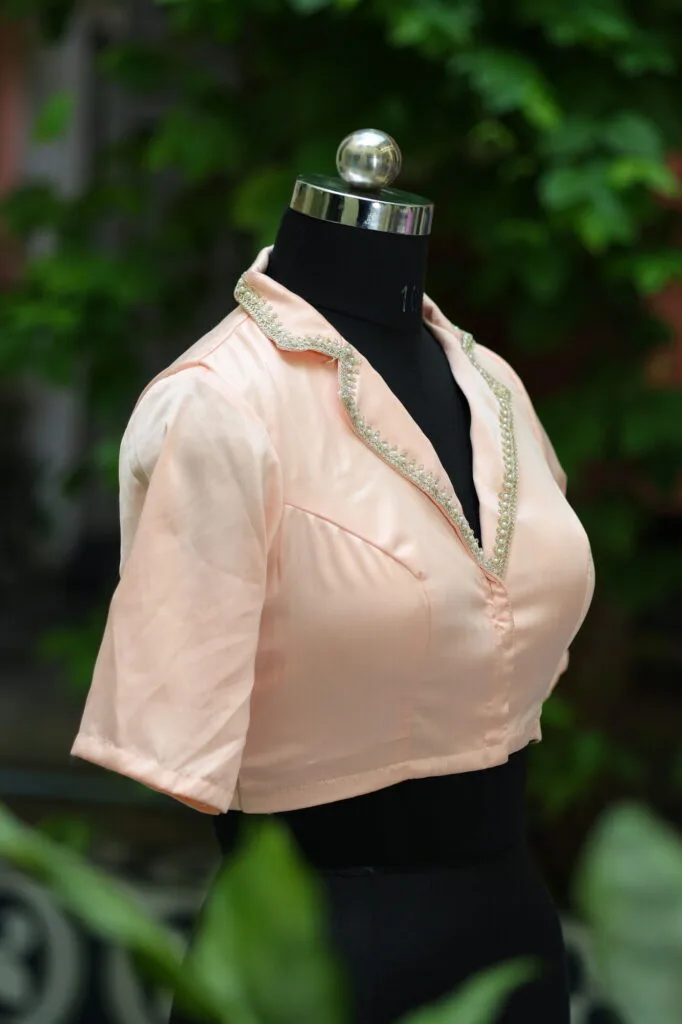 Aabroo – Blouse in Peach, side view | Tilattama