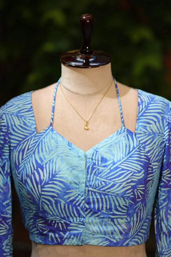 Geometric Halter – Blouse in Sky Blue | Tilattama