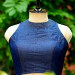 Denim Triangle Halter - dark-blue
