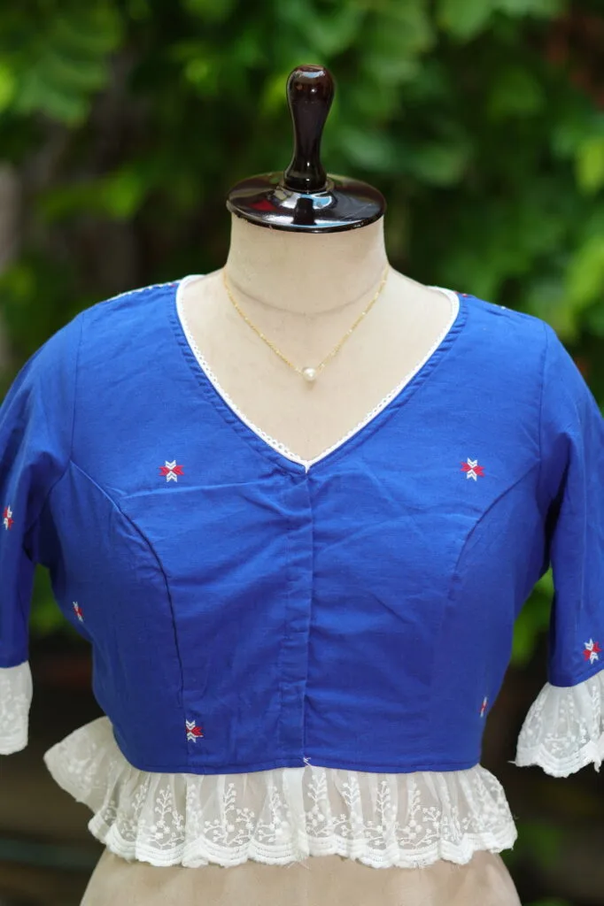 Anupama jamdani – Blouse in Royal Blue | Tilattama