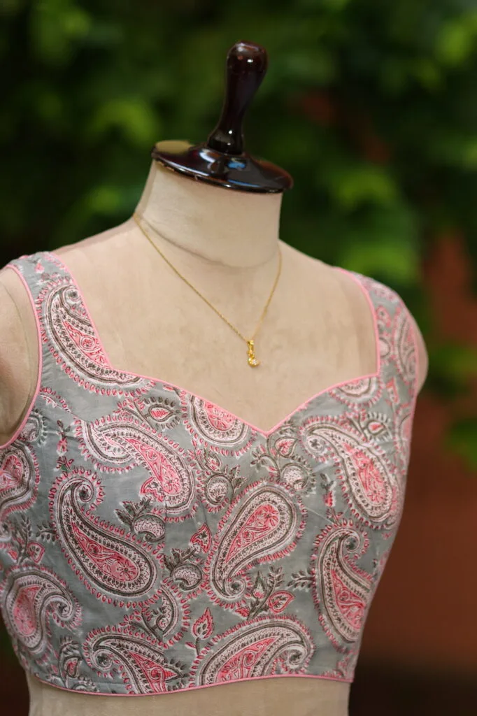 Jaipuri Jadu N/P – Blouse in Slate, side view | Tilattama