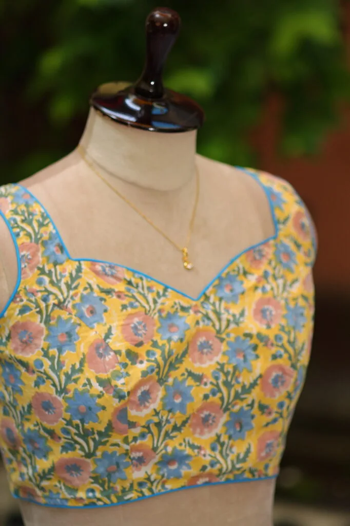 Jaipuri Jadu N/P – Blouse in Yellow, side view | Tilattama