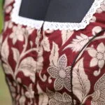 Kalamkari Square Neck S/L – Blouse in Chocolate, neckline | Tilattama
