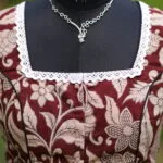 Kalamkari Square Neck S/L – Blouse in Chocolate, neckline | Tilattama