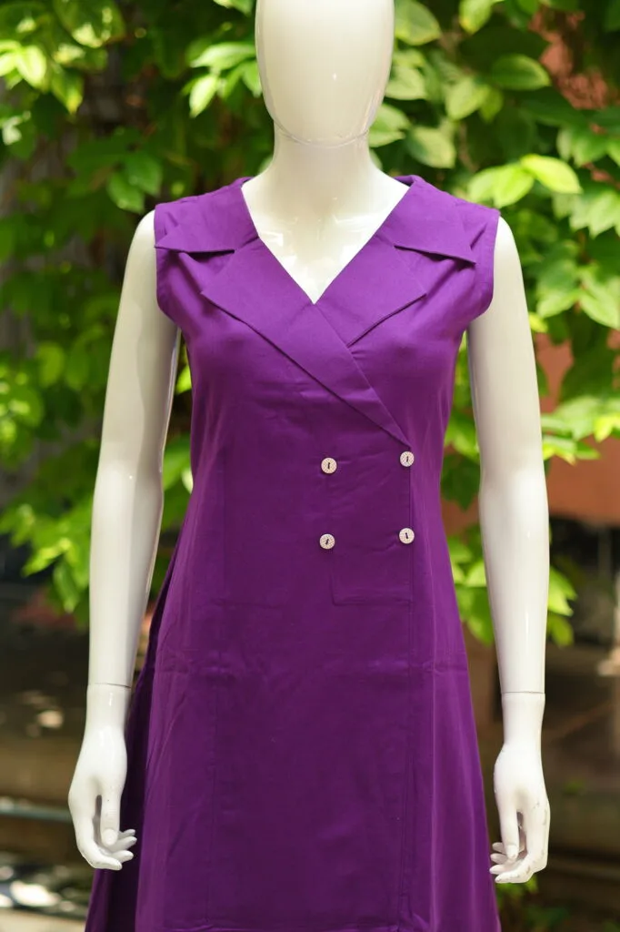 Khadi Blazer One Piece – Blouse in Purple 38 Sleeveless | Tilattama
