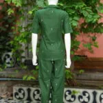 Asymmetrical Jamdani Co-Ord Set – Kurti in Bottle Green 38 half sleeve, sleeve | Tilattama