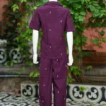 Asymmetrical Jamdani Co-Ord Set – Kurti in Wine 44 half sleeve, sleeve | Tilattama