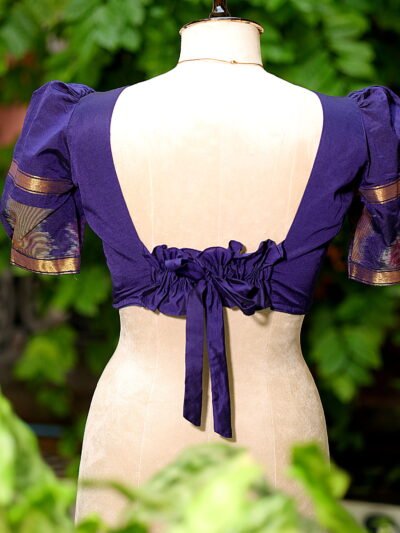 Pochampally Bow Backless - mid-night-blue
