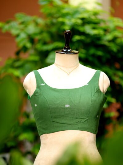 Butta Jamdani Round Neck - bottle-green