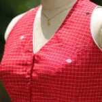 Check Jamdani Celeb Halter – Blouse in Red, side view | Tilattama