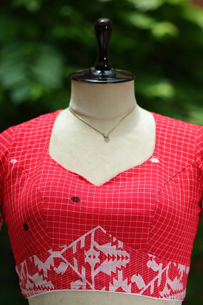 Jaharat jamdani – Blouse in Red | Tilattama