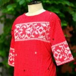Jamdani Border One Piece - red