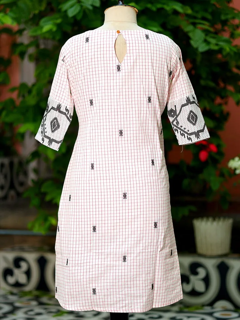 Jamdani Border One Piece - white-black