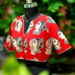 Kalamkari Boat V Neck - maroon