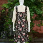 Pen Kalamkari Baby Collar One Piece – Kurti in Black, back view | Tilattama