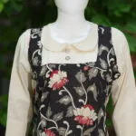 Pen Kalamkari Baby Collar One Piece – Kurti in Black | Tilattama