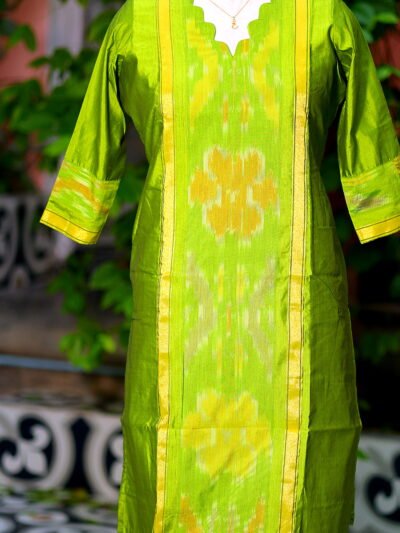 Pochampally Kurti - neon-green