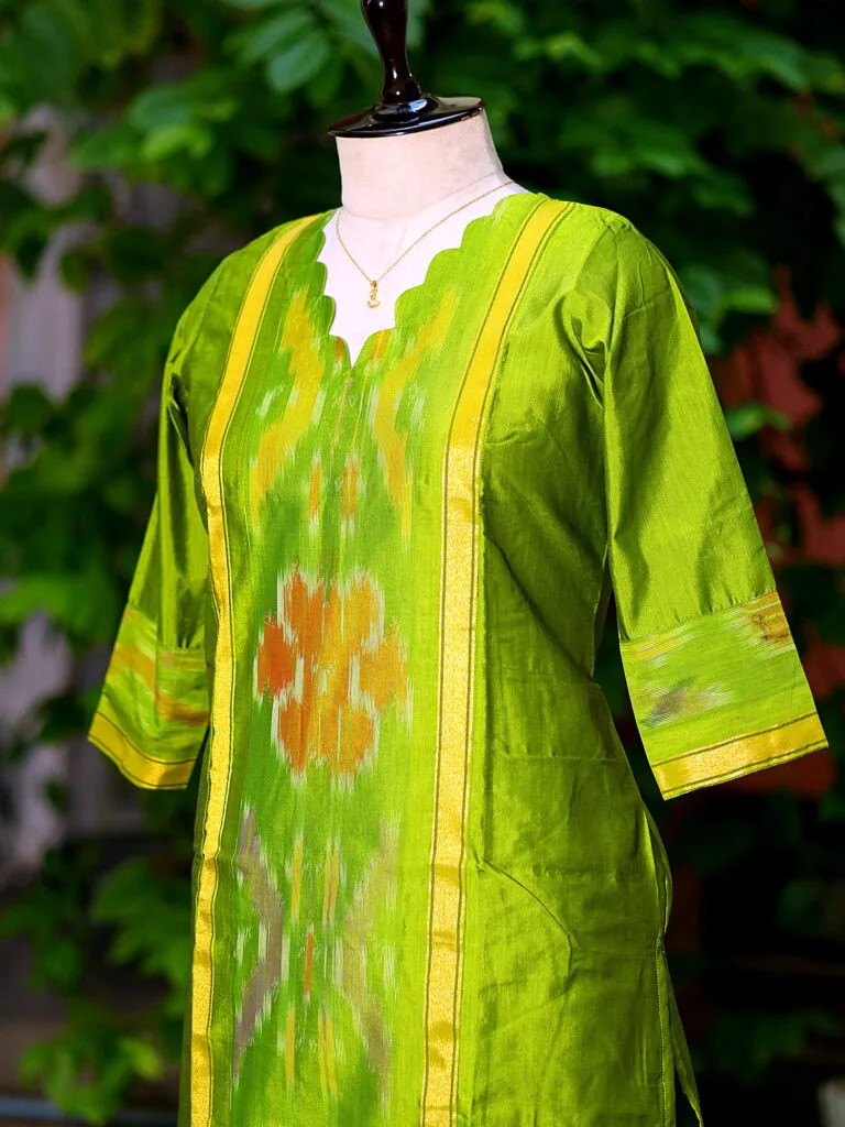 Pochampally Kurti - neon-green