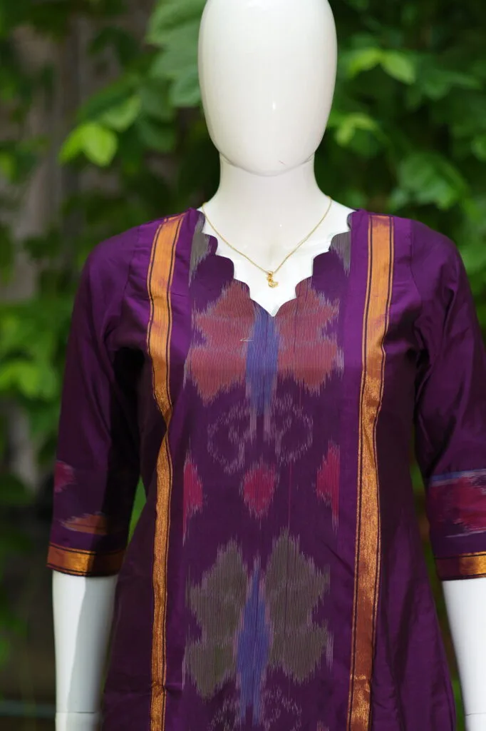 Pochampally Kurti – Kurti in Wine | Tilattama