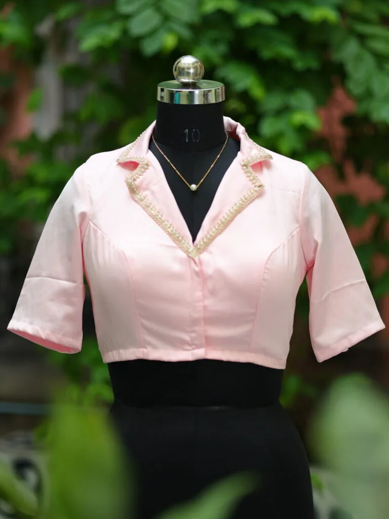 Aabroo – Blouse in Baby pink, front view | Tilattama