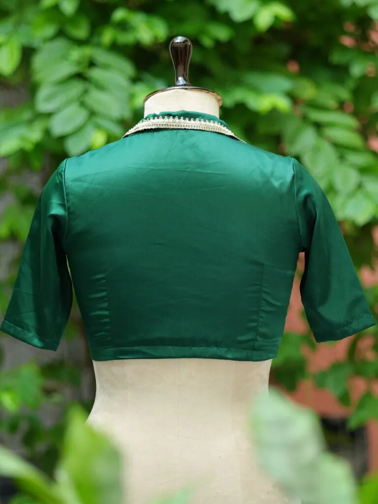 Aabroo – Blouse in Bottle Green, back view | Tilattama